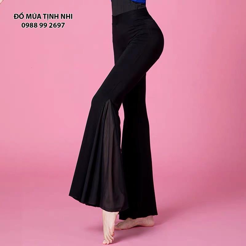 Quần múa ống loe phối voan Quần áo tập múa cổ trang, tập yoga Q45 - Đồ Múa Tịnh Nhi