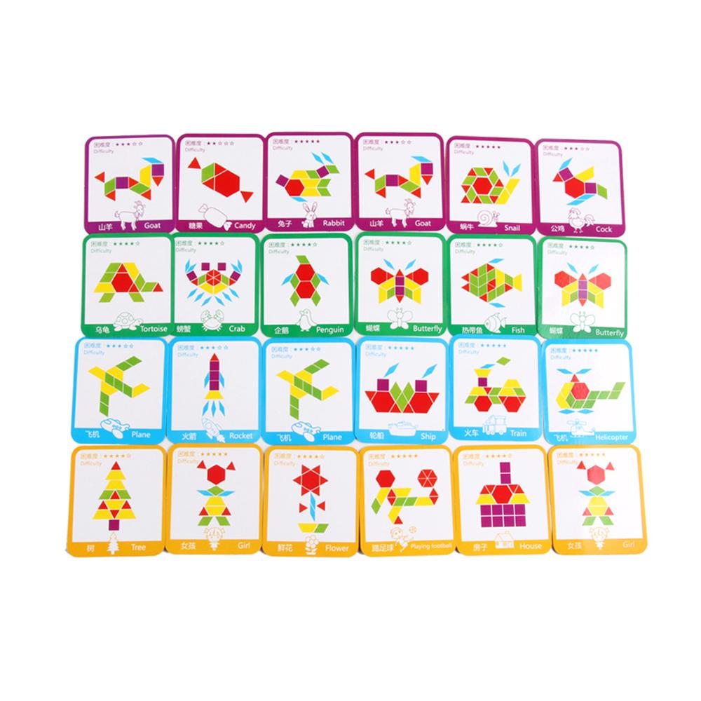 155 Pieces Wooden Pattern Block Geometric Shape Puzzle Early Education Montessori Toy with Design Cards for 3+ Years Old