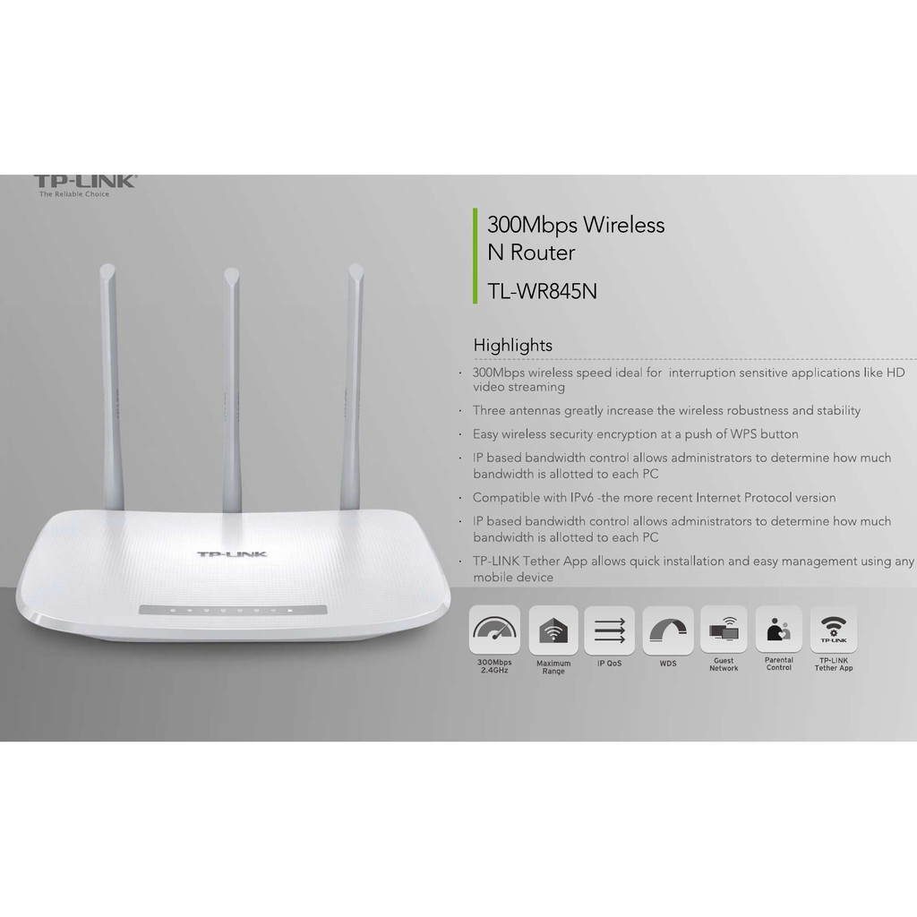 Phát wifi TP-Link TL-WR845N(UN) 300Mbps -Hàng chính hãng