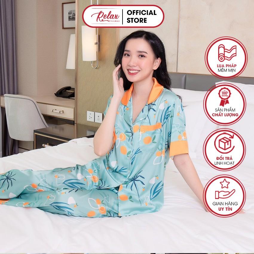 Đồ ngủ nữ pyjama tay ngắn quần dài freesize HW1007 đồ mặc nhà đẹp lụa Pháp cao cấp, mềm mịn - RELAX