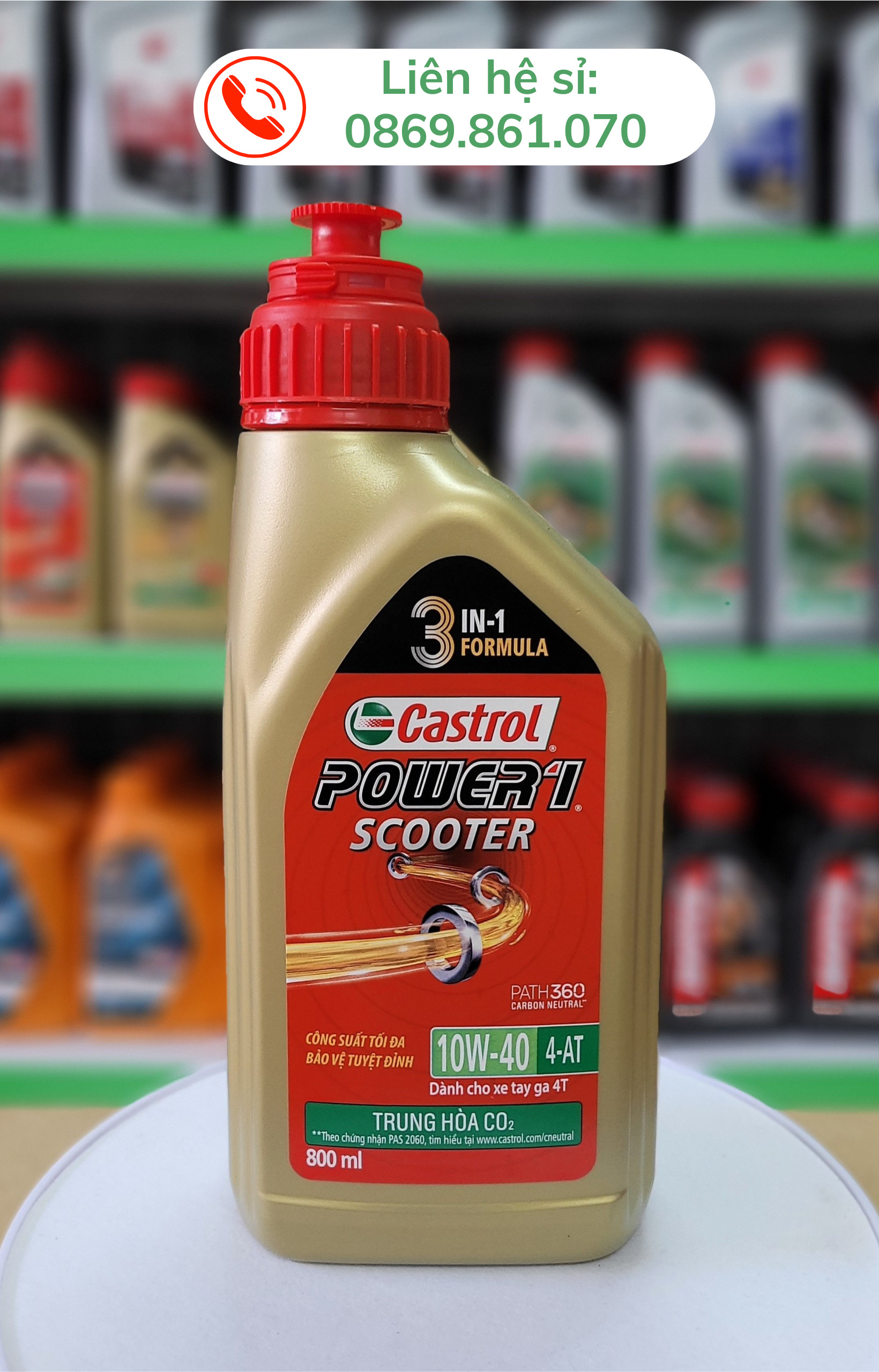 Nhớt xe máy, nhớt Castrol xe tay ga CASTROL POWER1 SCOOTER 10W40 800ml