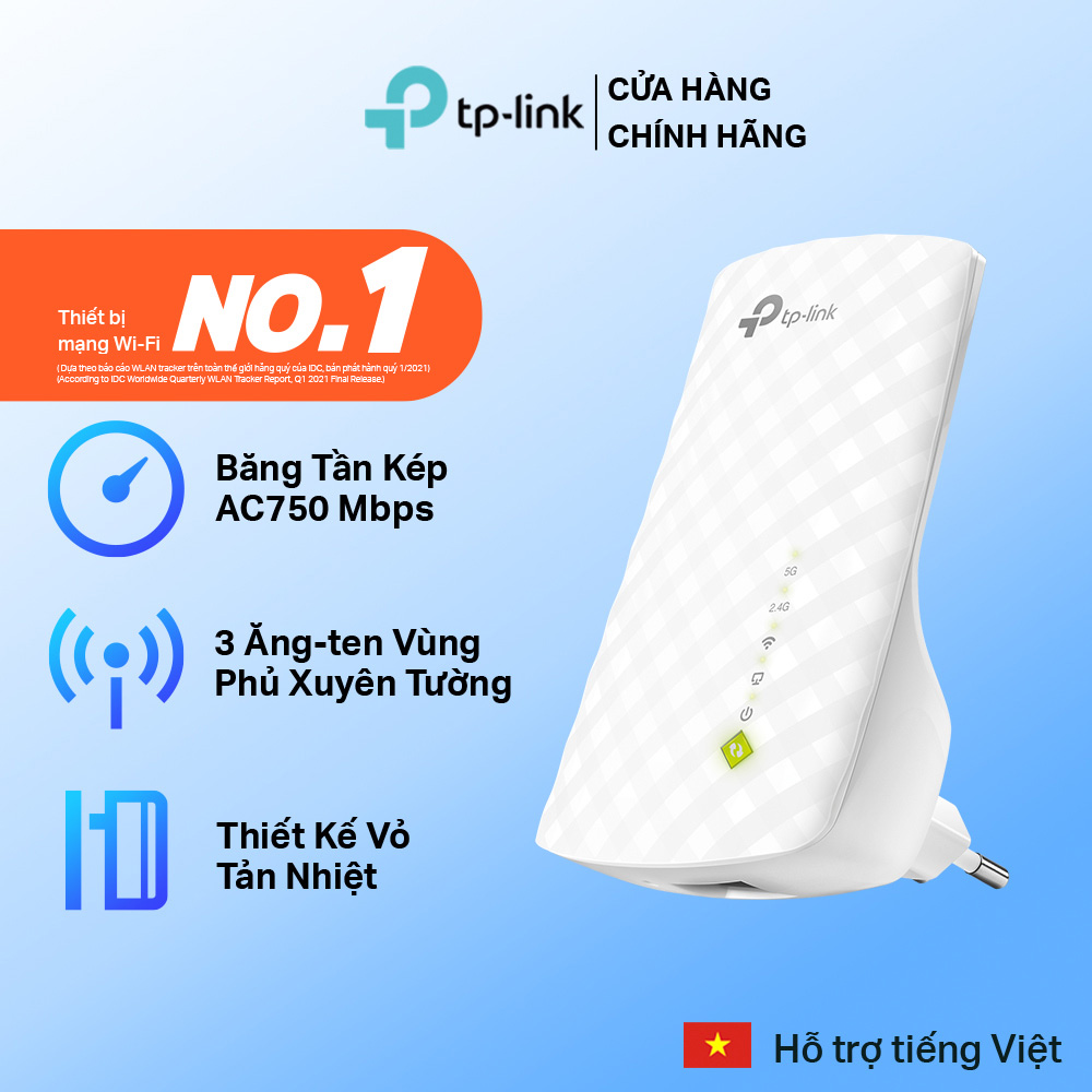 Bộ Kích Sóng Wifi Repeater Băng Tần Kép Ac750 Tp - Link Re200 - Hàng Chính Hãng