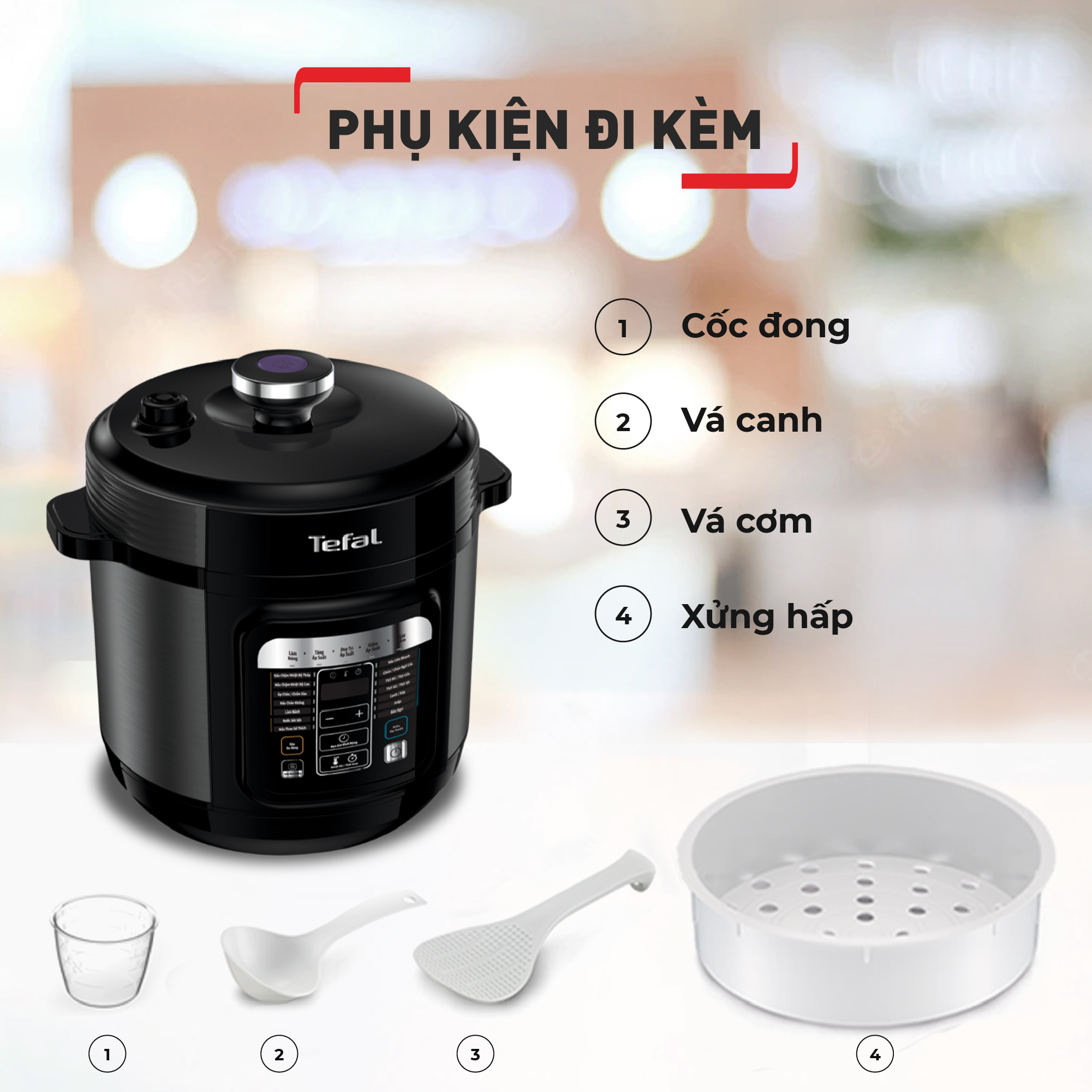 Nồi áp suất điện đa năng 6L Tefal CY601868 - Hàng chính hãng