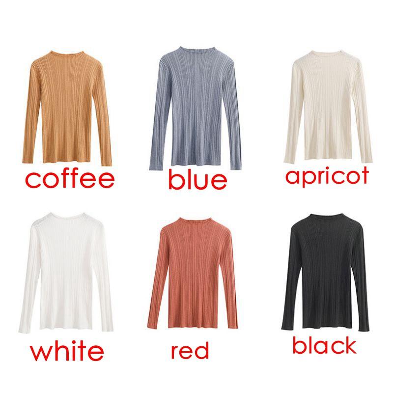 Áo Sweater dệt kim tay dài cổ lọ thiết kế ôm sát tôn dáng