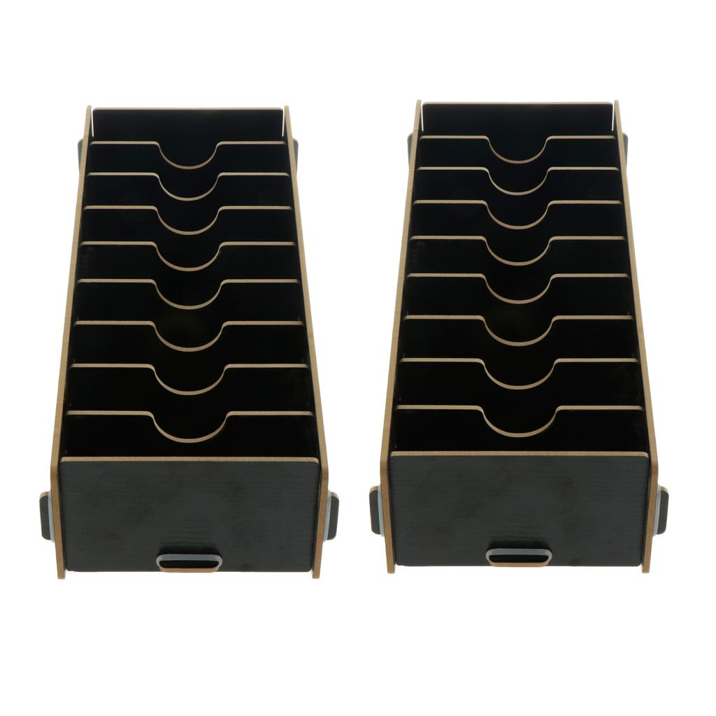 2x Wooden Desktop Business Card Game Cards Storage Box Holder 9 Compartments