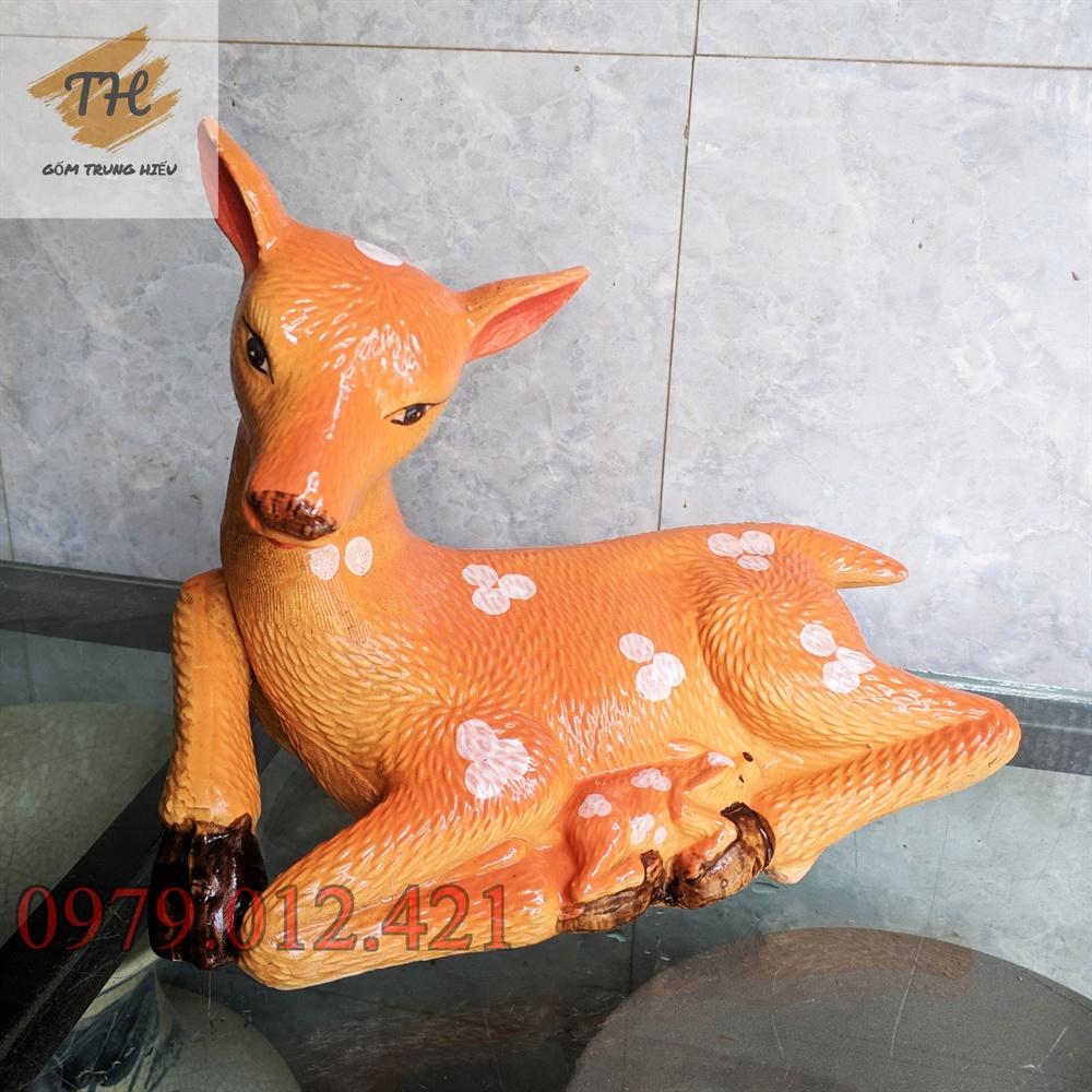 Tượng Nai gốm Bát Tràng dài 22cm