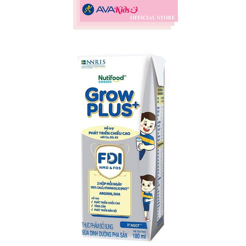 Lốc 4 hộp sữa pha sẵn Nutifood GrowPLUS+ bạc hương vani 180 ml (từ 1 tuổi)