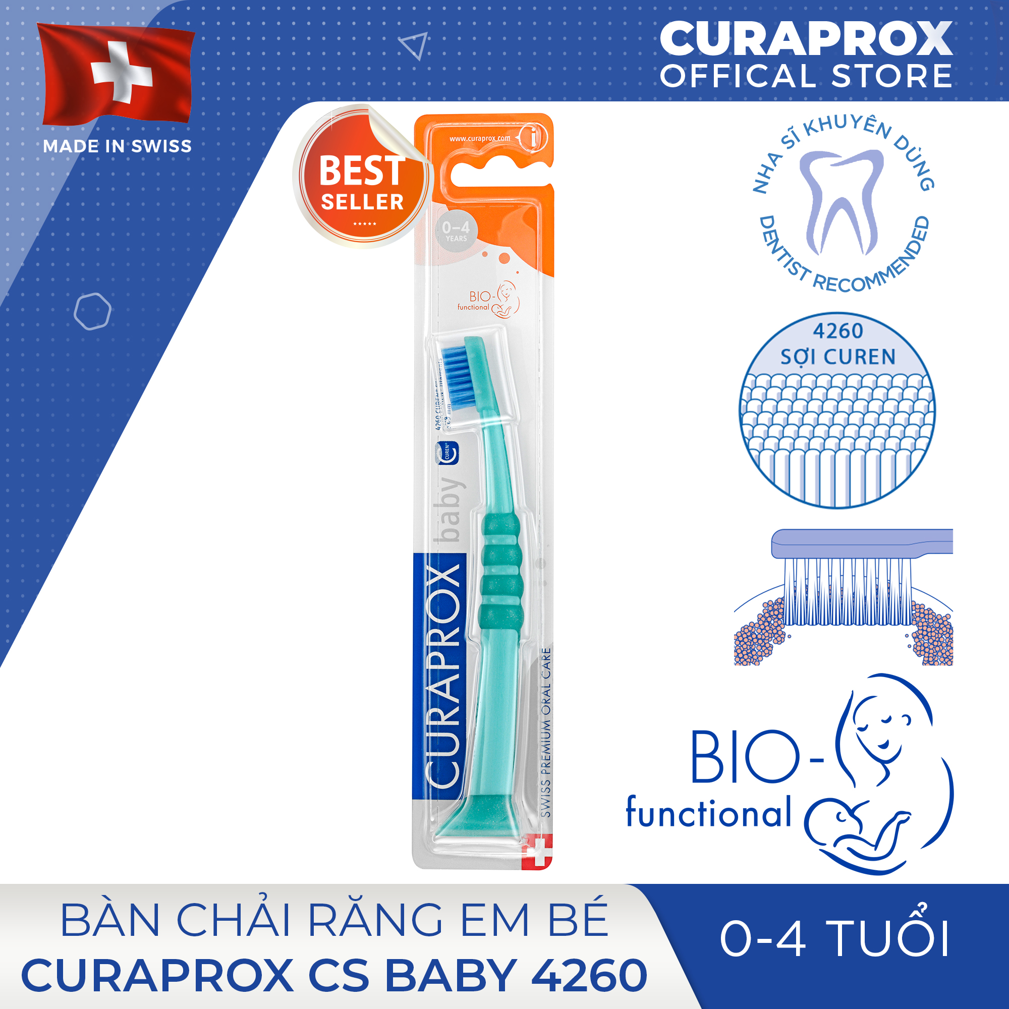 Bàn chải răng trẻ em Curaprox CS Baby 0-4 tuổi