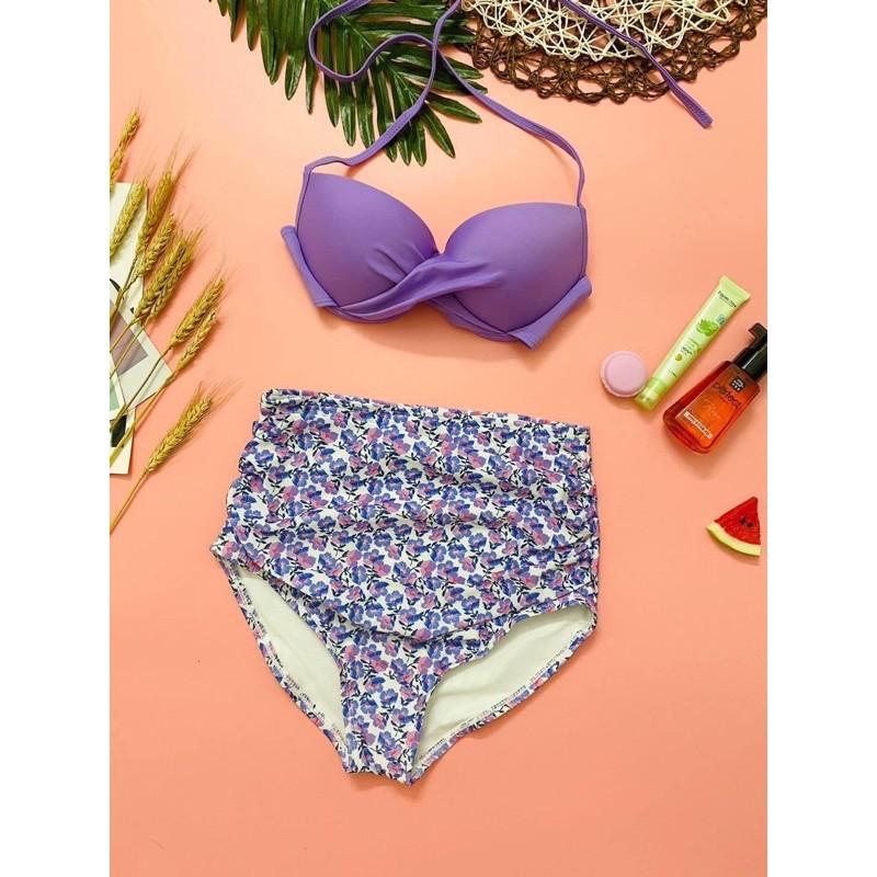 Set bikini đi biển 2 mảnh áo tắm nâng ngực- Đồ bơi nữ quần cạp cao che bụng kín đáo- shopnabi SETNGUC_BEST