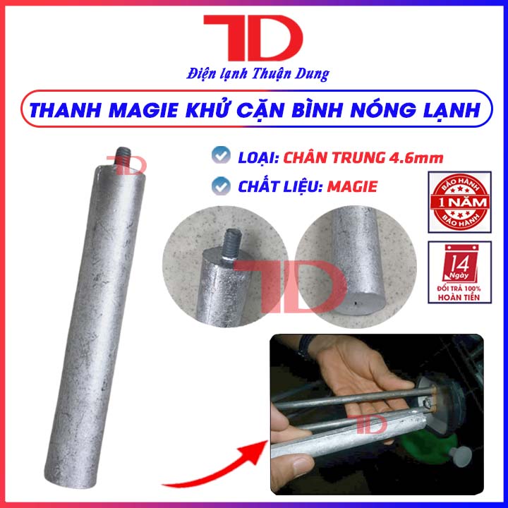 Khử cặn chân trung 4.6 mm, thanh Ma-giê khử cặn bình nóng lạnh