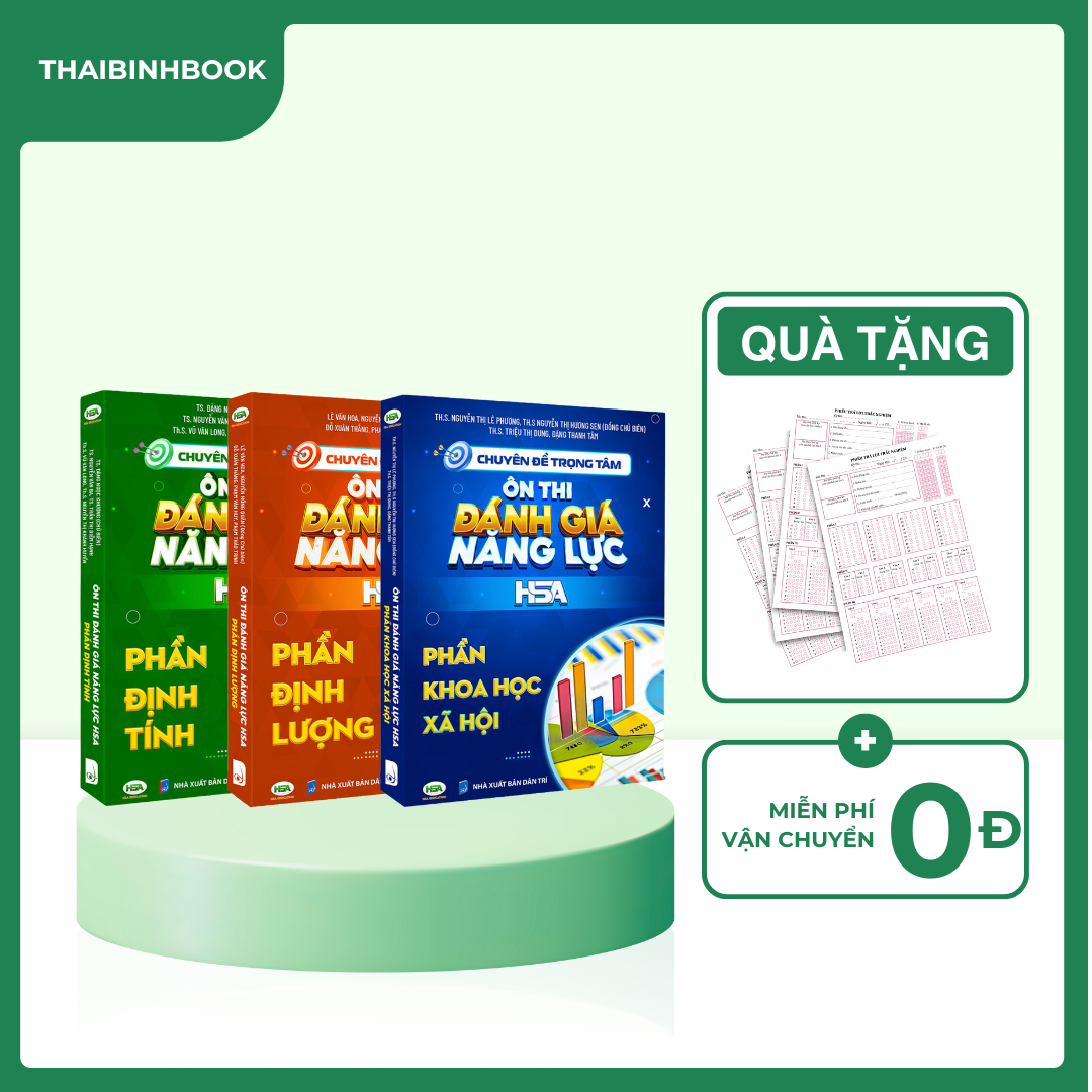 [HSA 2025] Combo Sách ôn thi đánh giá năng lực Hà Nội (Định tính + Định Lượng + Khoa Học Xã Hội)