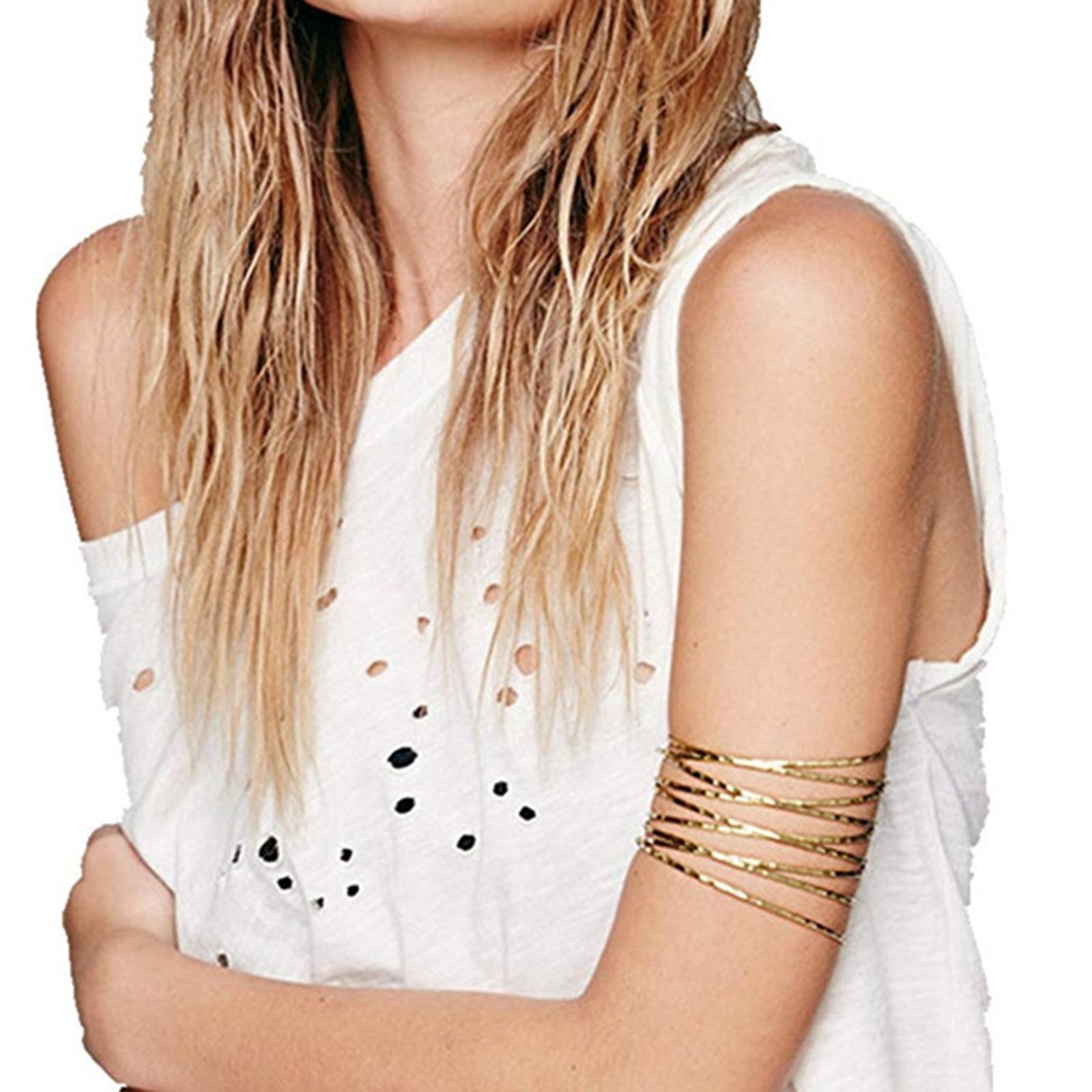 Women Upper Arm Band Armlet Multilayer Cuff Bangle Bracelet Jewelry Golden