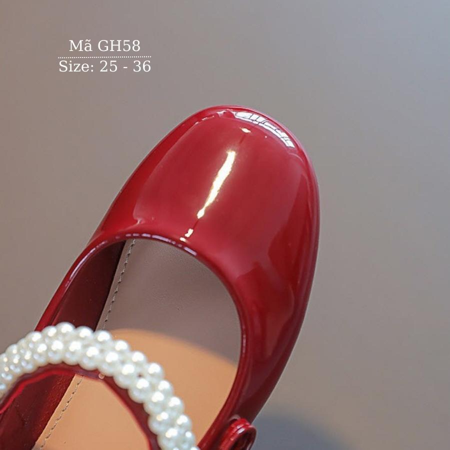 Giày búp bê cho bé gái học sinh nữ đỏ xinh xắn và dễ thương 3 đến 12 tuổi đính đá tiểu thư công chúa GH58
