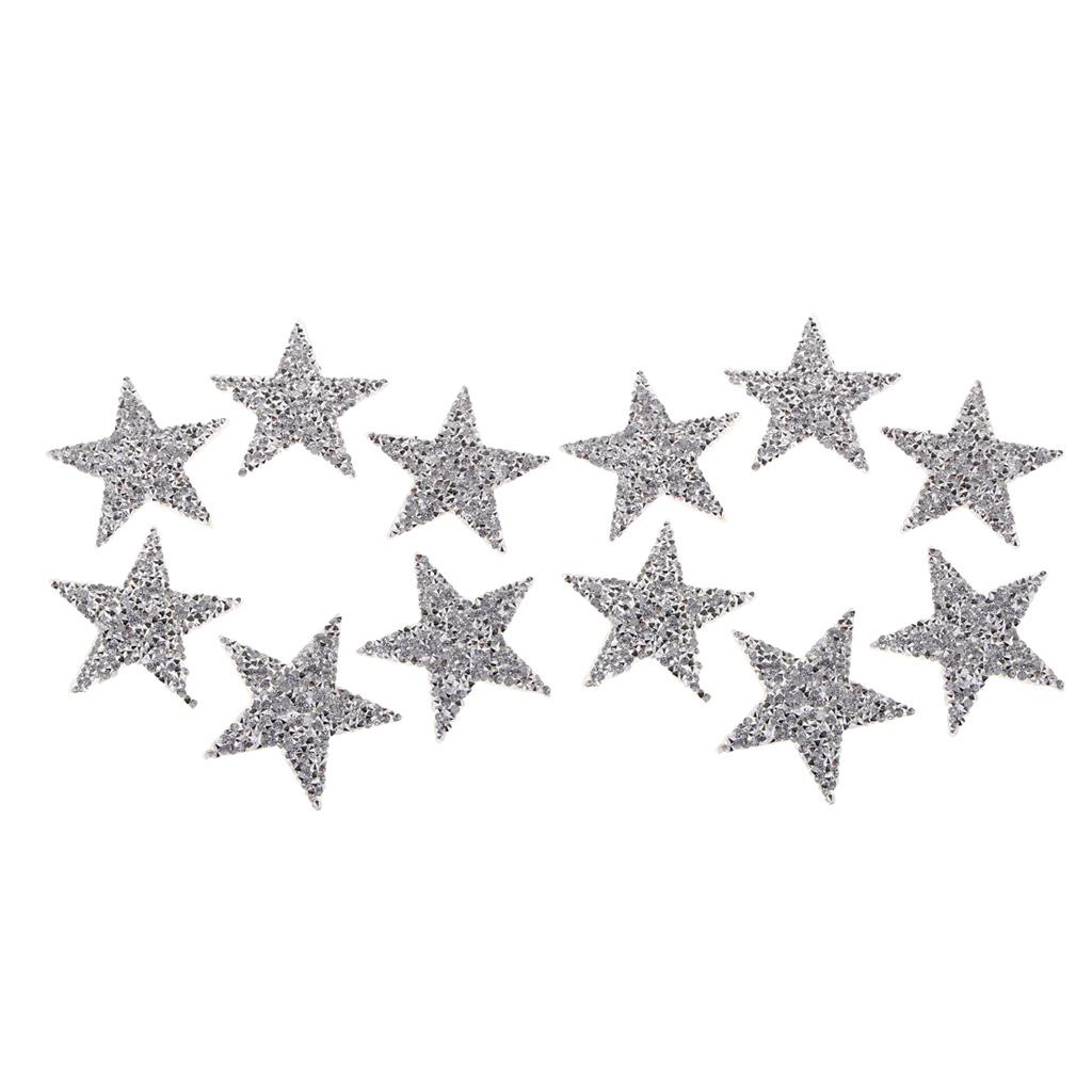 12 Star Dán Sắt Trên Miếng Dán Cho Quần Áo Áo Thun Tự Làm Huy Hiệu Appliques