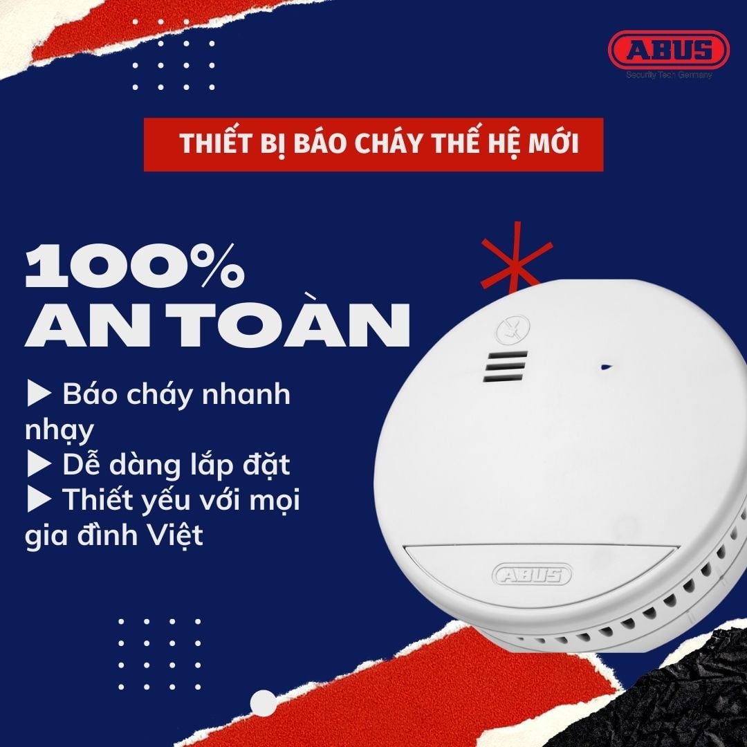 ABUS RWM90 - THIẾT BỊ BÁO ĐỘNG KHÓI KHÔNG DÂY - HÀNG CHÍNH HÃNG ( COMBO 2 - 3 CHIẾC )