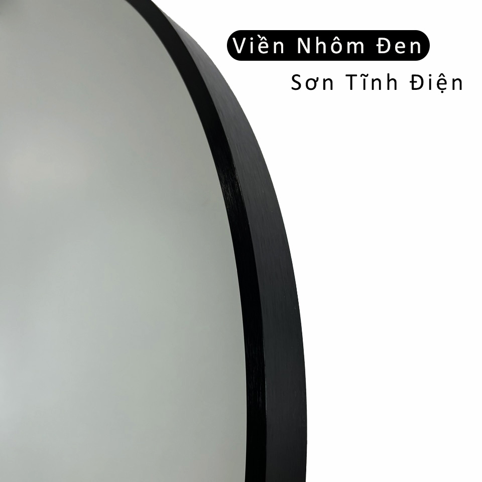 Gương Tròn Viền Đen D40 Treo Tường DLQ MIRRIOR Chất Liệu Nhôm Sơn Tĩnh Điện Cao Cấp