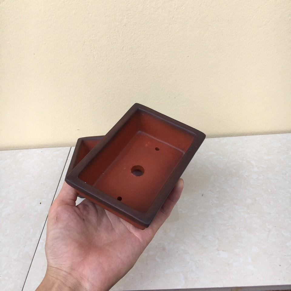Bộ 2 Chậu bonsai Chữ nhật mini đất nung gốm Bát tràng 2 size BM-35