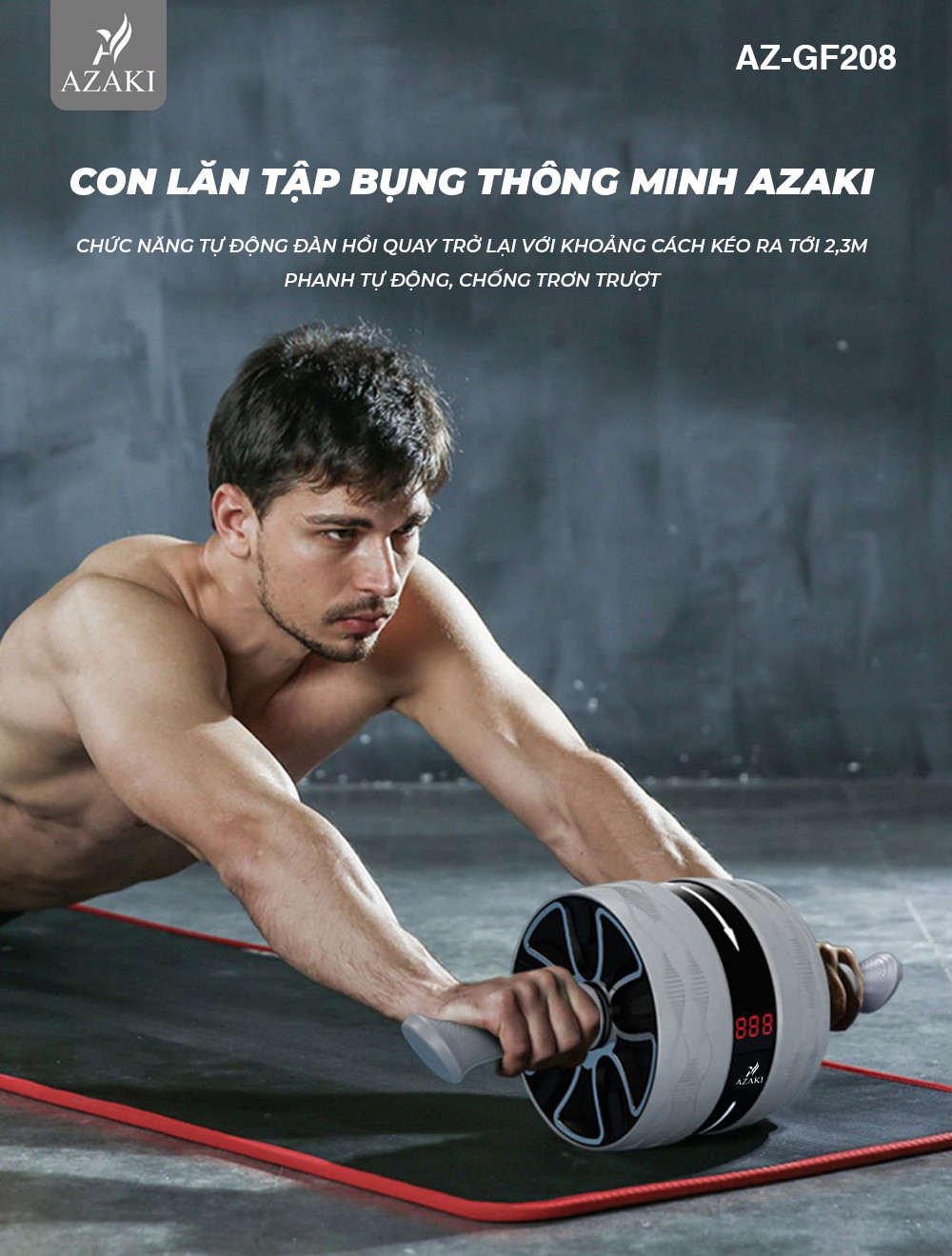 Con lăn tập bụng thông minh Azaki GF208