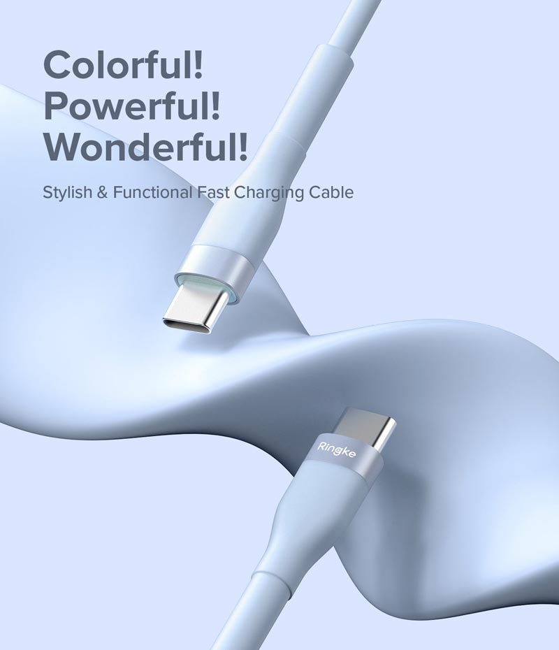 Cáp sạc nhanh cho điện thoại/laptop/tablet RINGKE Fast Charging Pastel Cable C-to-C nhiều màu - Hàng Chính Hãng