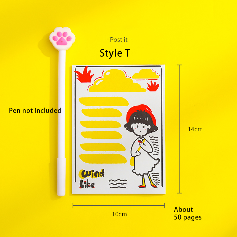 Sticky Notes/ Stationery / Paper, Korean cute girl cartoon notes for students, size 14 * 10 cm, 50 pages, Ready stock 【lyfs