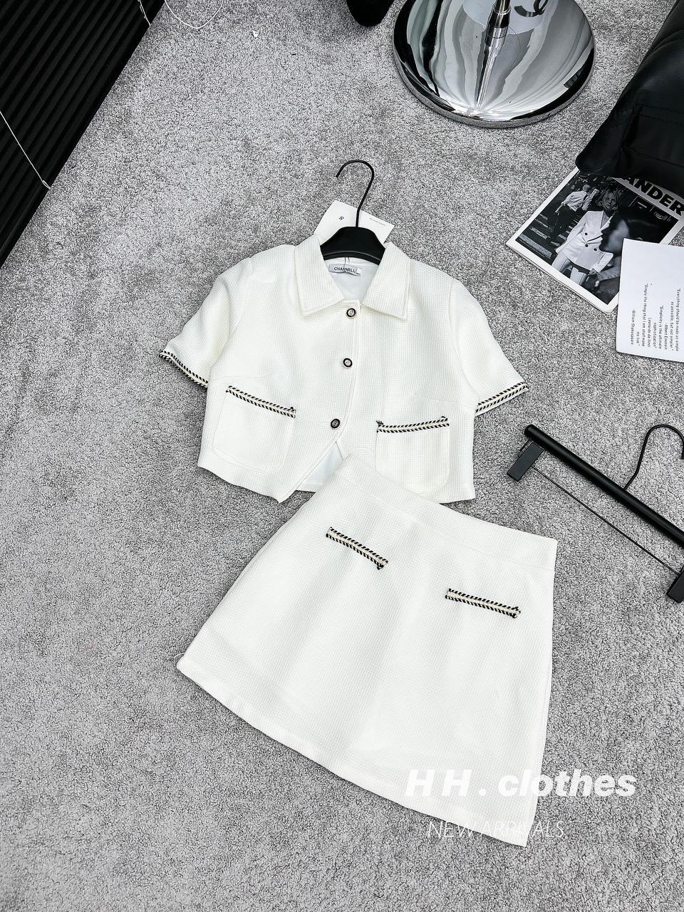 SET ĐI CHƠI, SET 2 MÓN ÁO DẠ KIỂU SƠ MI VIỀN TÚI PHỐI CHÂN VÁY CỰC HOT