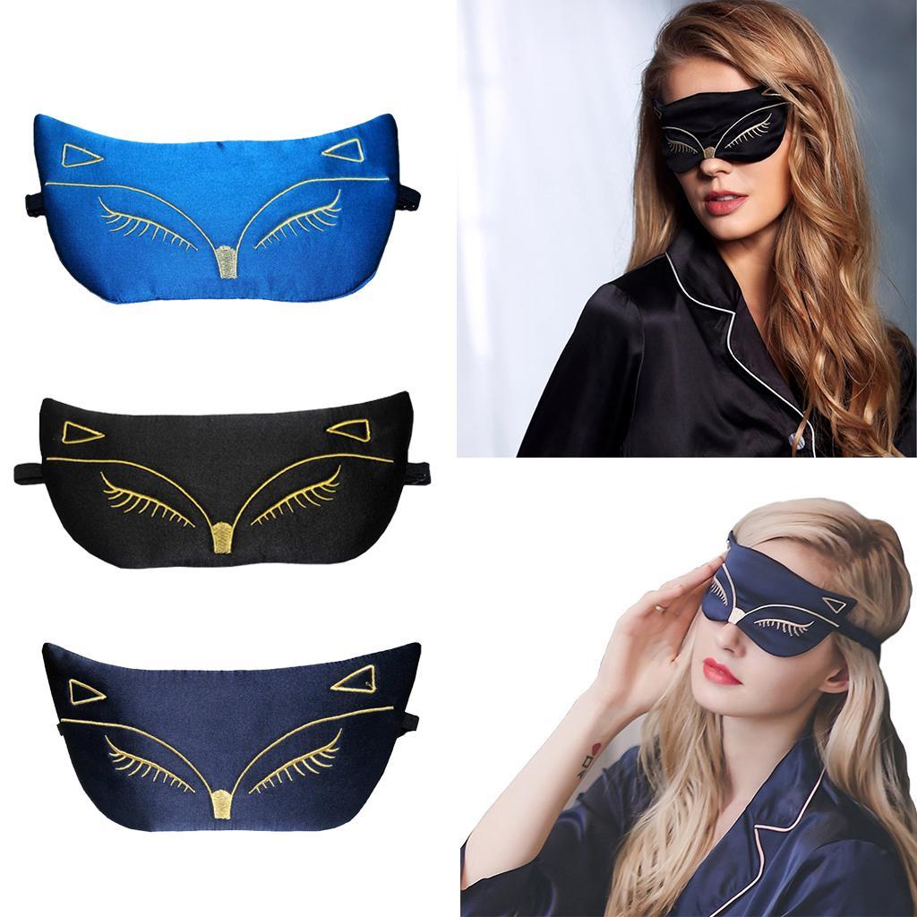 2-4pack Pure Mulberry Silk Sleep Eye Mask Shade Double-Side Black