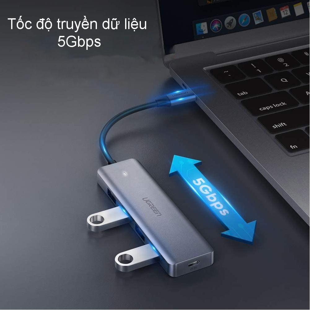 Hub USB type C, USB 3.0 sang 4 cổng USB 3.0 hỗ trợ cổng nguồn Micro USB 5V UGREEN CM219 CM136 - Hàng chính hãng