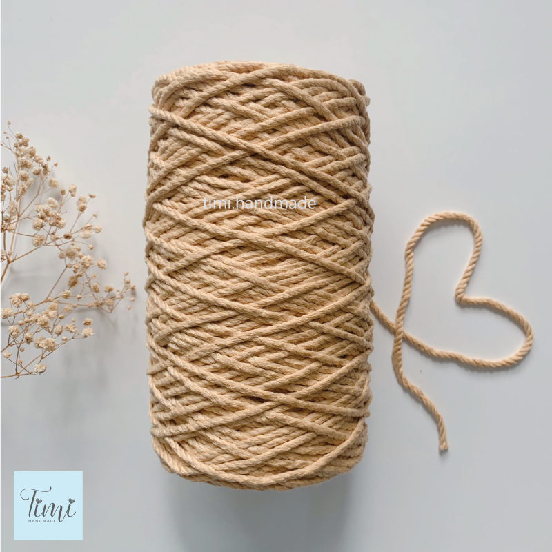 Dây thừng macrame cotton màu NUDE (màu BE) size 3mm/5mm mềm mịn