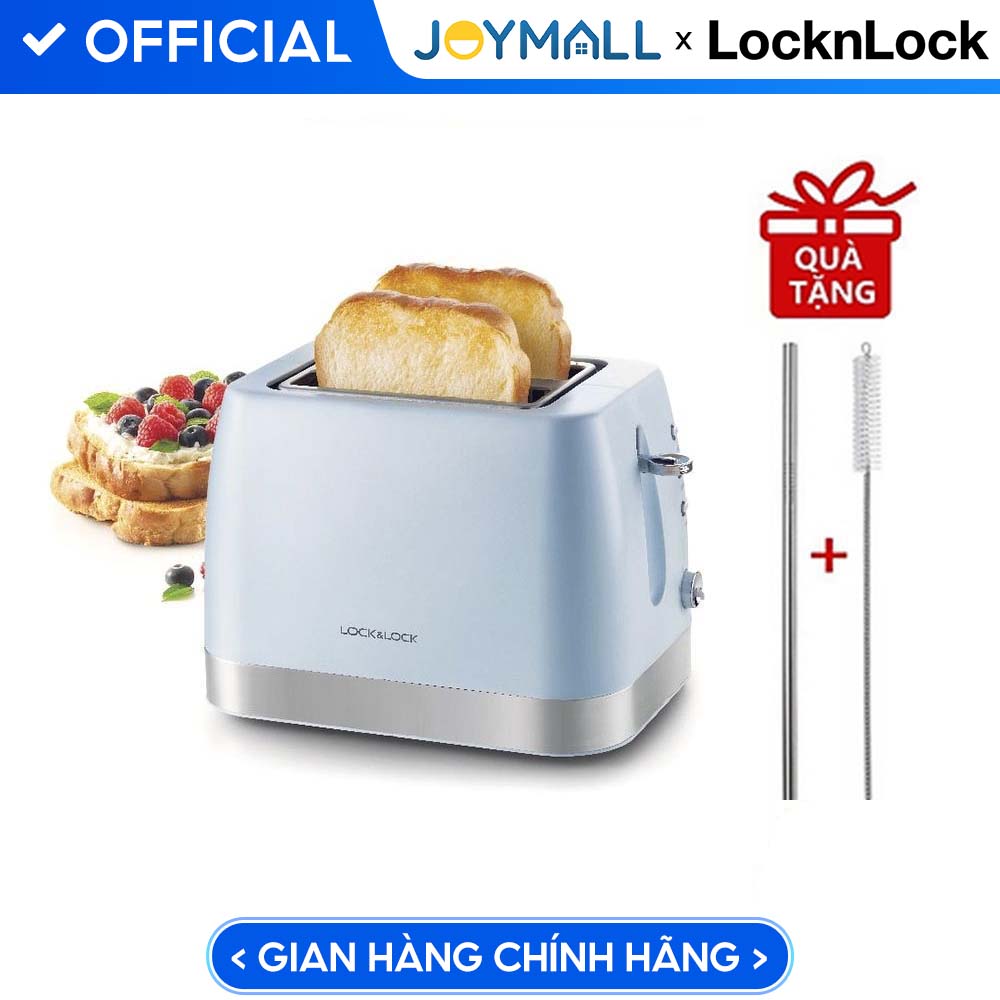 Máy Nướng Bánh Mì Lock& Lock EJB221BLU (730 - 870 W) - Hàng Chính Hãng, Tặng Kèm Ống Hút Và Cọ Rửa