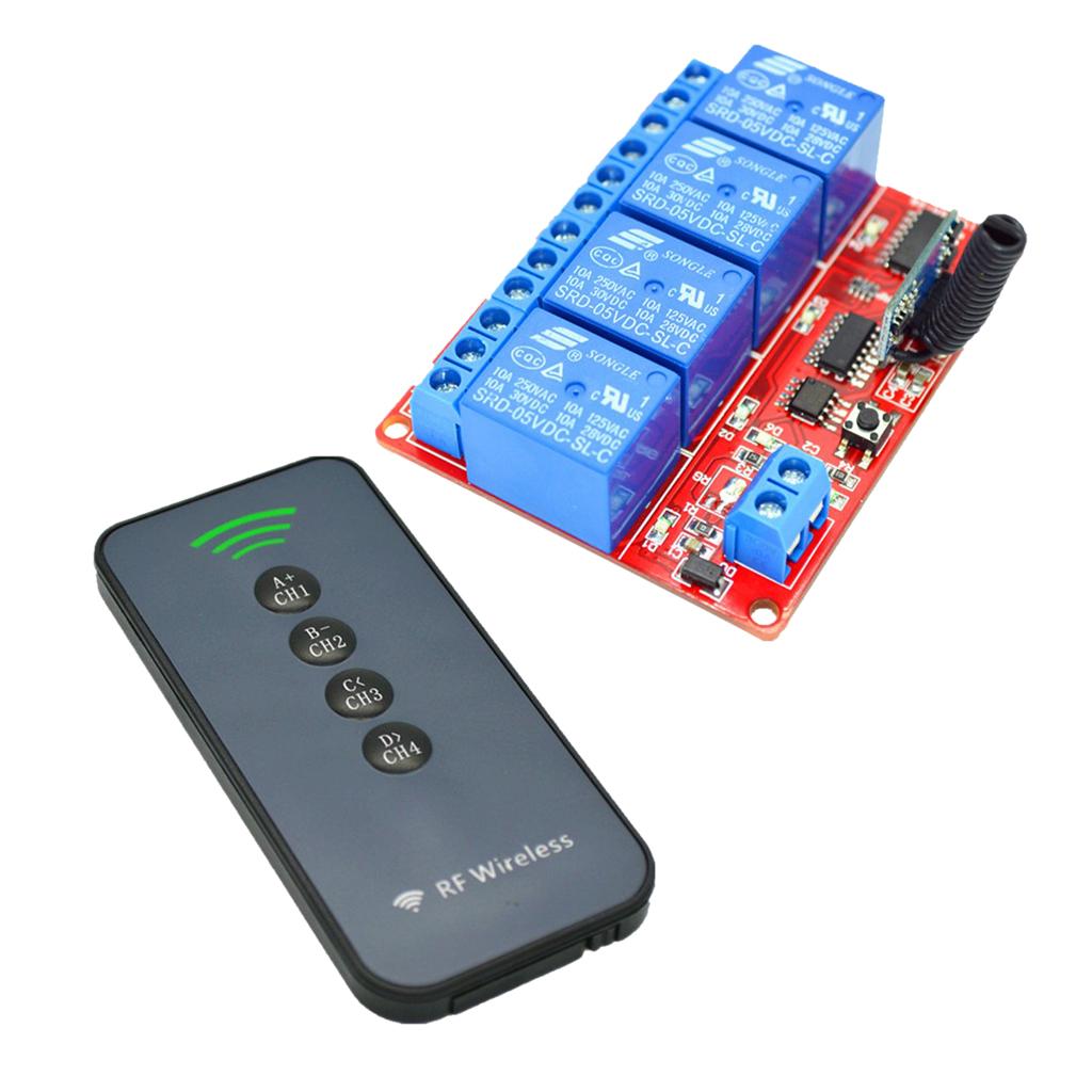 5V 4-CH Relay Board Learning Module with Remote Control Switch Kit 433Mhz