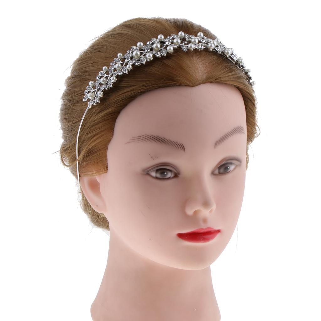 Wedding Women's Crystal Bridal Flower Leaves Crown Headband Tiara Headpiece