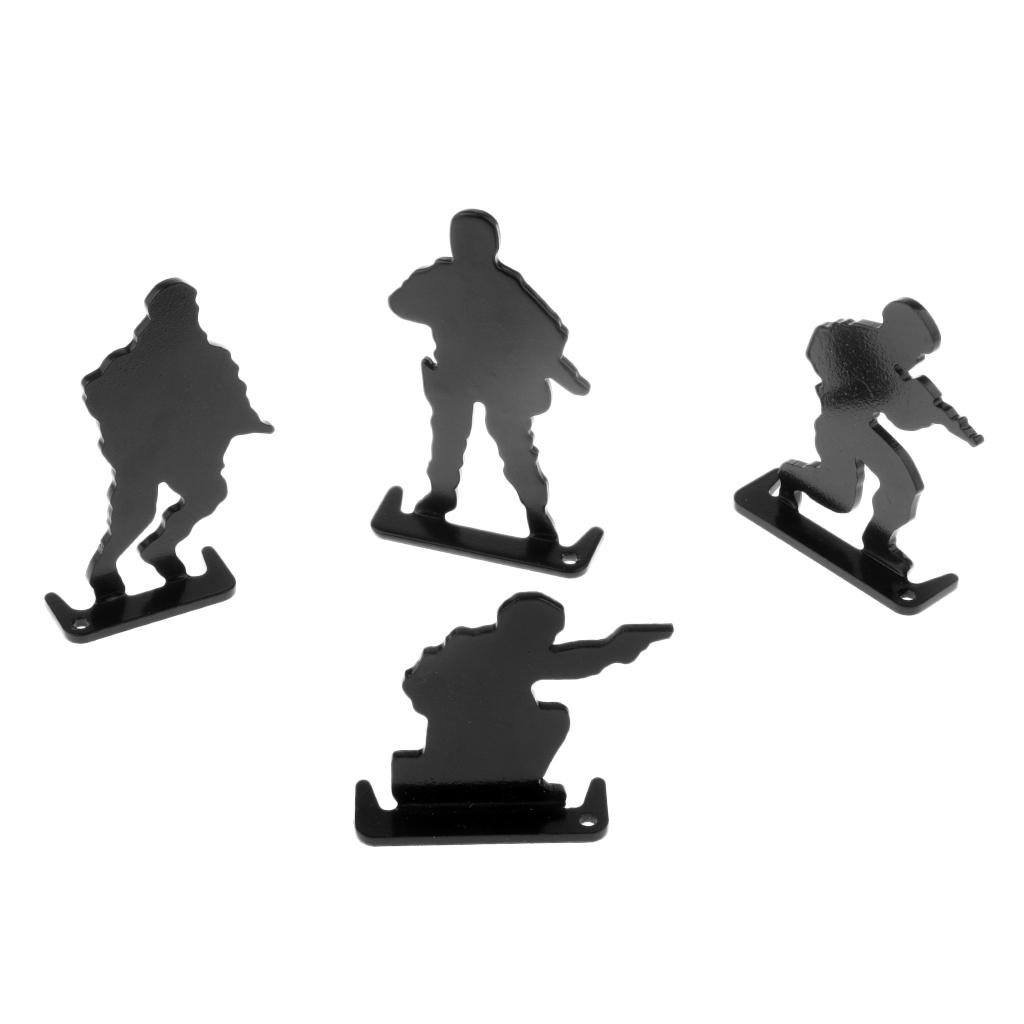 4pcs Metal Shooting Targets Plinking Target Mini Soldiers Silhouette Targets