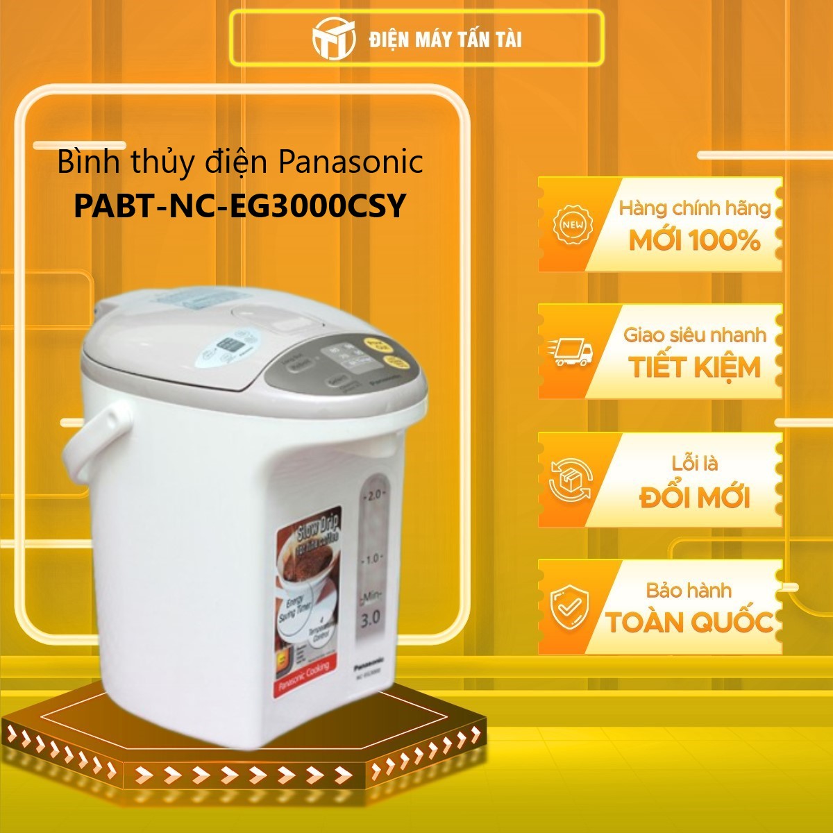 Bình thủy điện Panasonic 3.0 lít NC-EG3000CSY - Hàng chính hãng