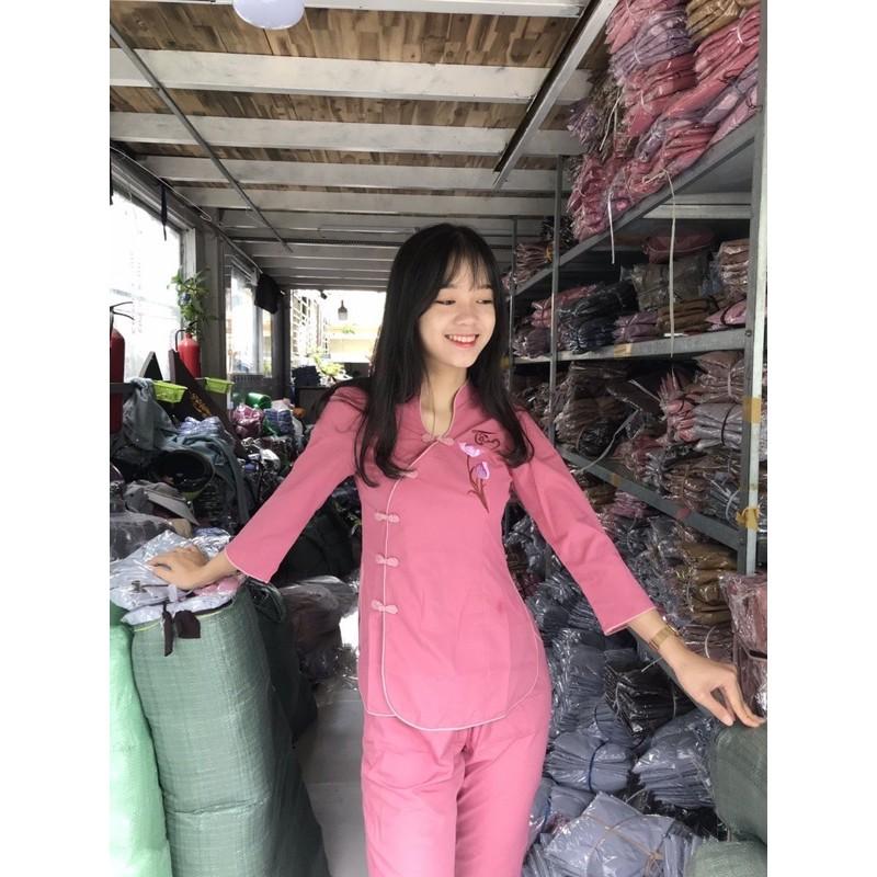 Đồ Lam đi Chùa Xéo Thêu Hoa Sen