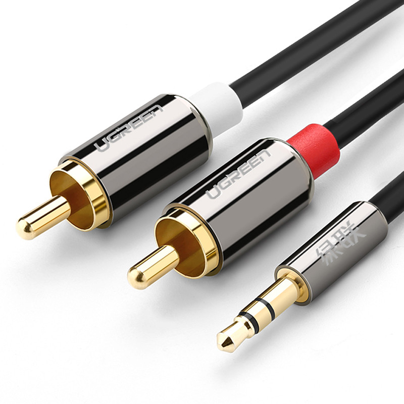 Dây Audio 3,5mm ra 2 đầu RCA dài 2M UGREEN AV116 - 10584 - Hàng chính hãng