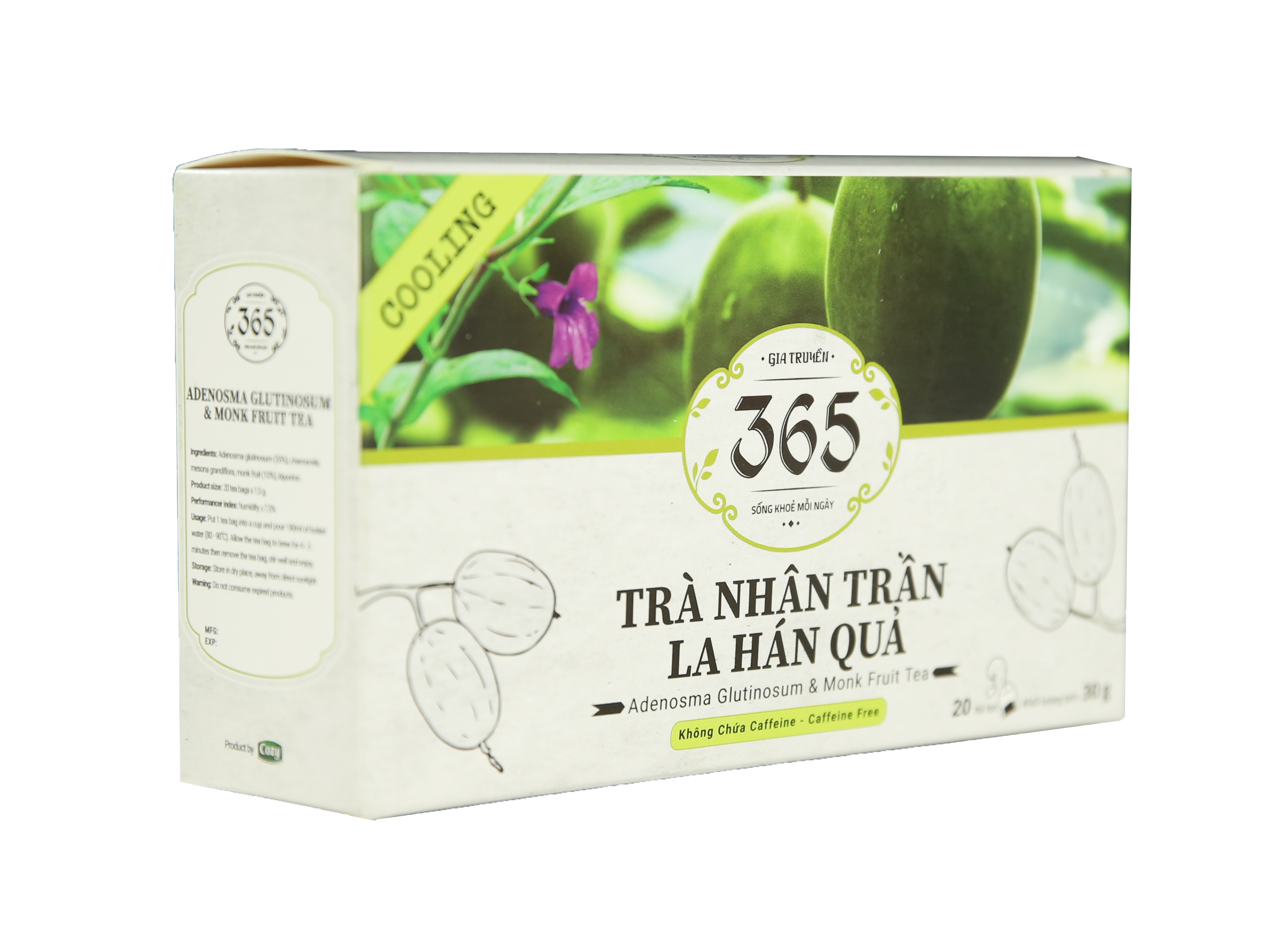 Cozy - Trà Thảo Mộc 365 - Trà Nhân Trần La Hán Quả (Hộp 20 túi x 1,5g )