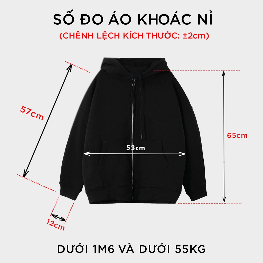 ÁO KHOÁC NỈ SAM CLO nữ freesize hoodie có khóa kéo tay dài thu đông dáng unisex THÊU chữ CHAOS
