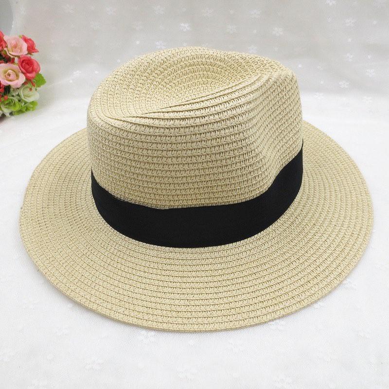 Mũ cói đai đen Unisex- Nón đi biển unisex có đai