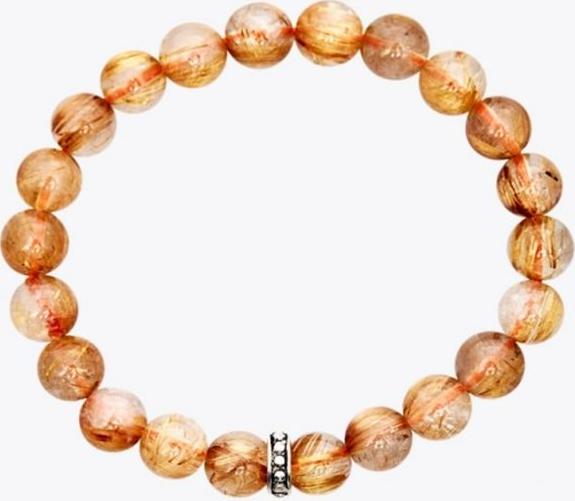 Vòng Tay Đá Thạch Anh Tóc Vàng Charm Bạc Thái - Thỏ Kim