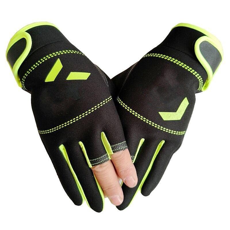 1 Pair Fishing Gloves Men Women Outdoor Fishing Anti-slip 3 Cut Finger Sports Fish Equipment Angling SBR Fishing Gloves One Size