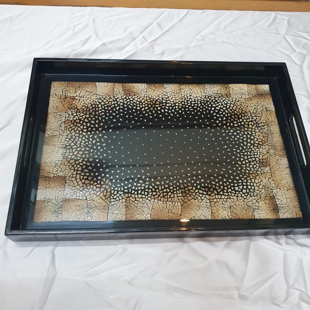 Khay sơn mài cao cấp Thanh Bình Lê size 38 x 24.7 x 2.5 cm khảm trứng, xà cừ đẹp mắt, sang trọng,..