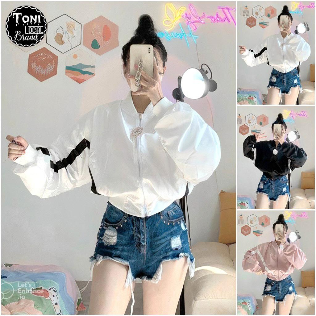 Áo Khoác Dù Form Dơi Croptop 2 lớp Unisex 1 Line tay thân