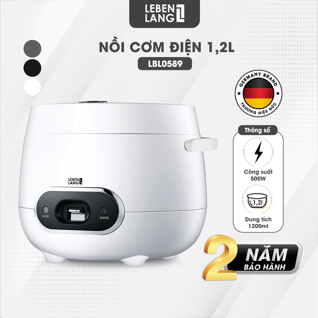 Nồi cơm điện Lebenlang LBL0589 dung tích 1200ml, công suất 500W, thiết kế đơn giản hiện đại - hàng chính hãng