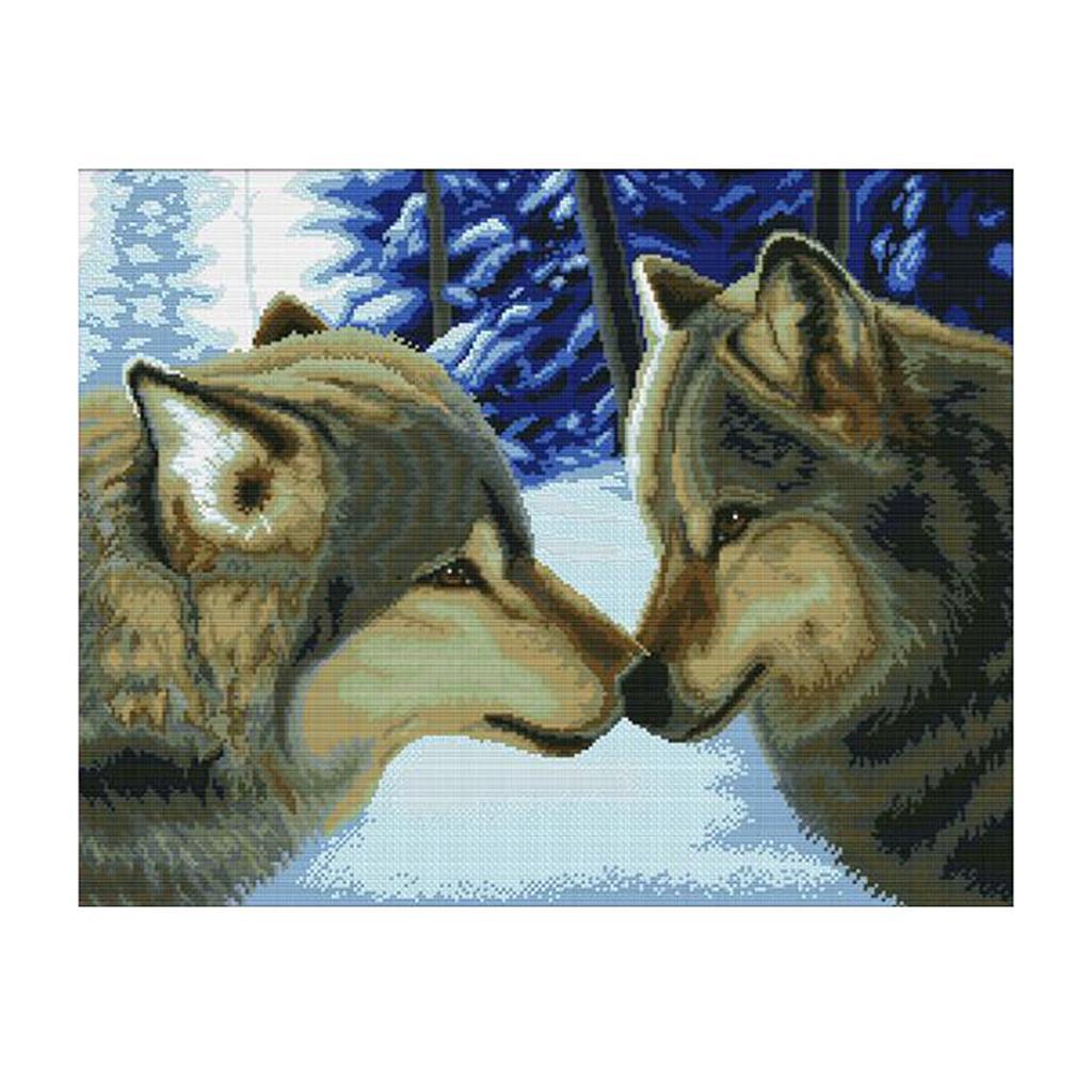 Wolf Stamped Cross Stitch Kit Handmade Needlework for Beginners 11CT
