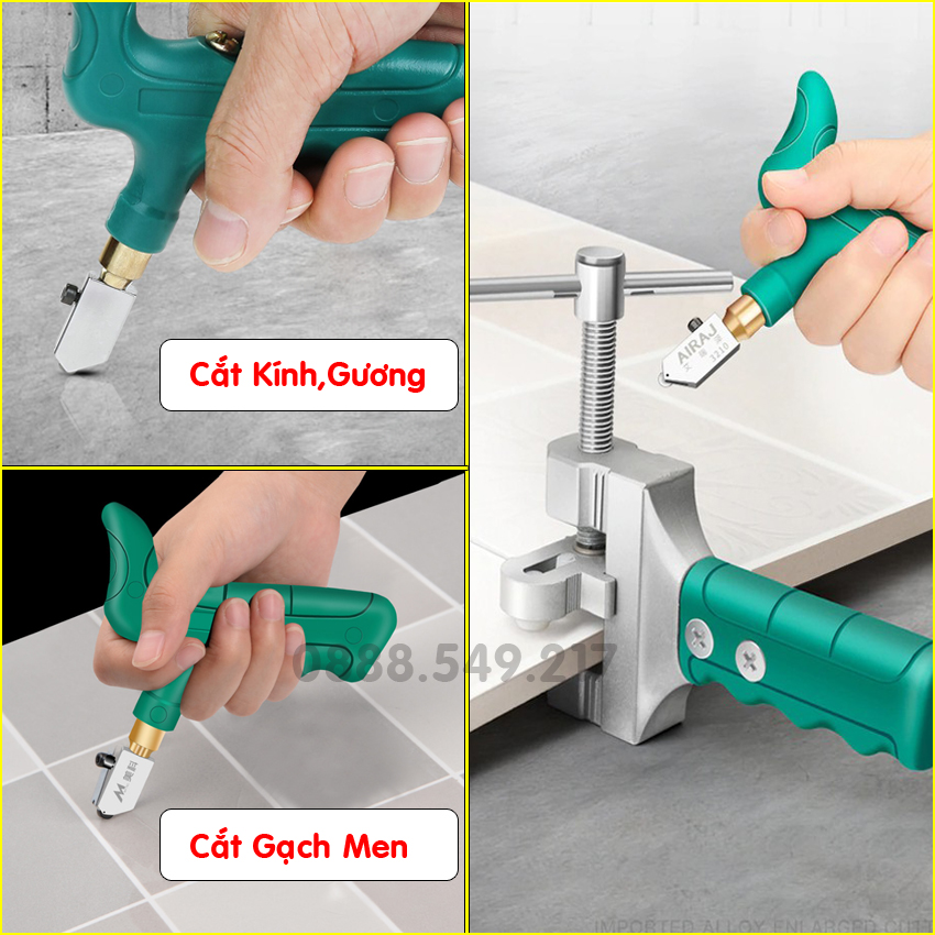 ̂̃ ́ Dao Cắt Gạch Men, Kính, Gương Kèm Tay Tách Gạch Kính Cao Cấp - Dao Cắt Kiếng