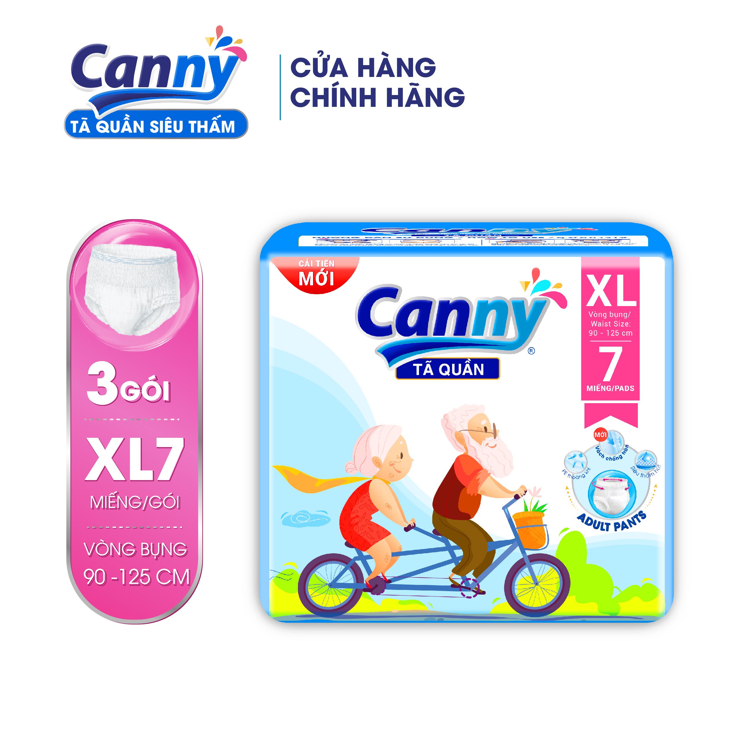 Combo 3 gói Tã Quần Người Lớn Canny Siêu Thấm XL7