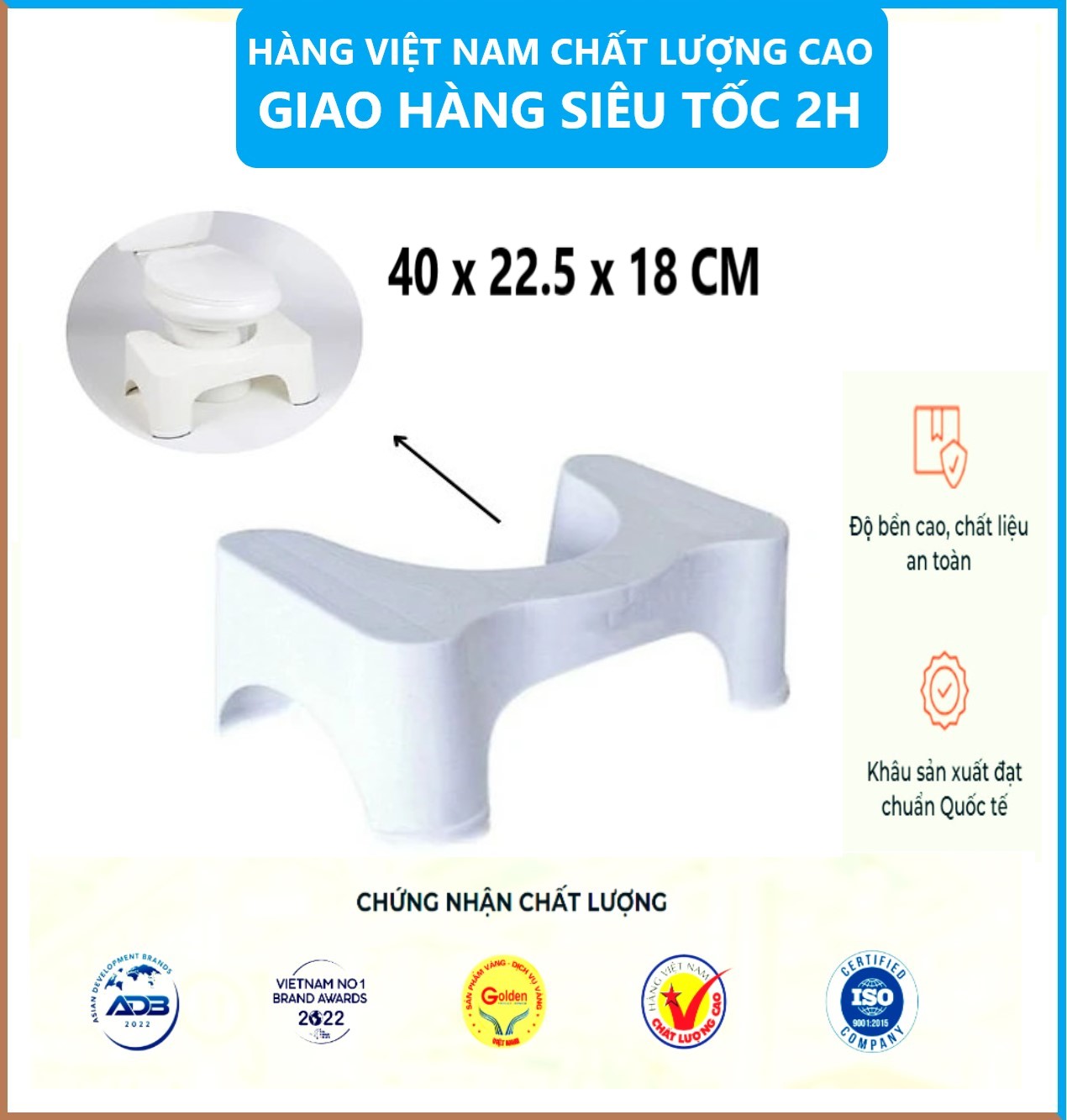 Ghế kê chân toilet, bồn cầu chống táo bón Việt Nhật, ghế kê chân đi vệ sinh cho bé siêu bền tiện dụng tặng kèm khăn lau pakasa - Hàng Việt Nam