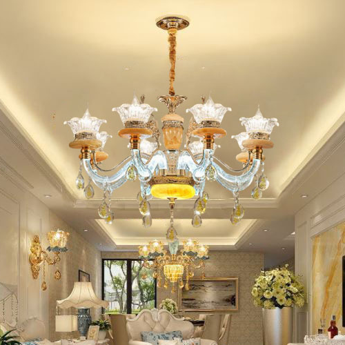 Đèn chùm goldseee SHYDO phong cách sang trọng 8 tay trang trí nhà cửa hiện đại, cao cấp - kèm bóng LED chuyên dụng.