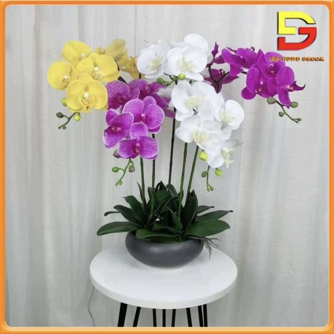 Bình Hoa Lan Hồ Điệp Cao Cấp Chậu Hoa Để Bàn Chất Liệu Cao Su Sang Trọng Trang Trí Nhà Cửa DG-123