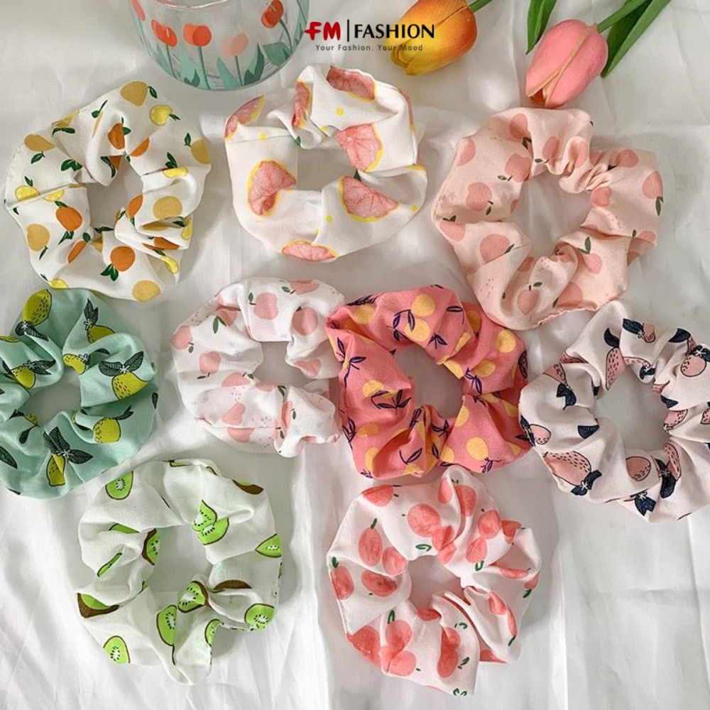 Dây Cột Tóc Vải Fm Style Scrunchies Họa Tiết nhiều màu sắc Vintage Hàn Quốc 207060113